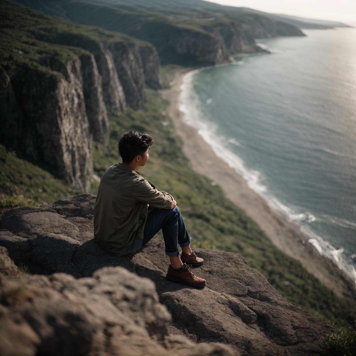 Como Encontrar Seu Propósito - Como Encontrar Seu Propósito Durante uma Crise Existencial - Uma pessoa sentada em um penhasco contemplando o horizonte durante uma crise existencial