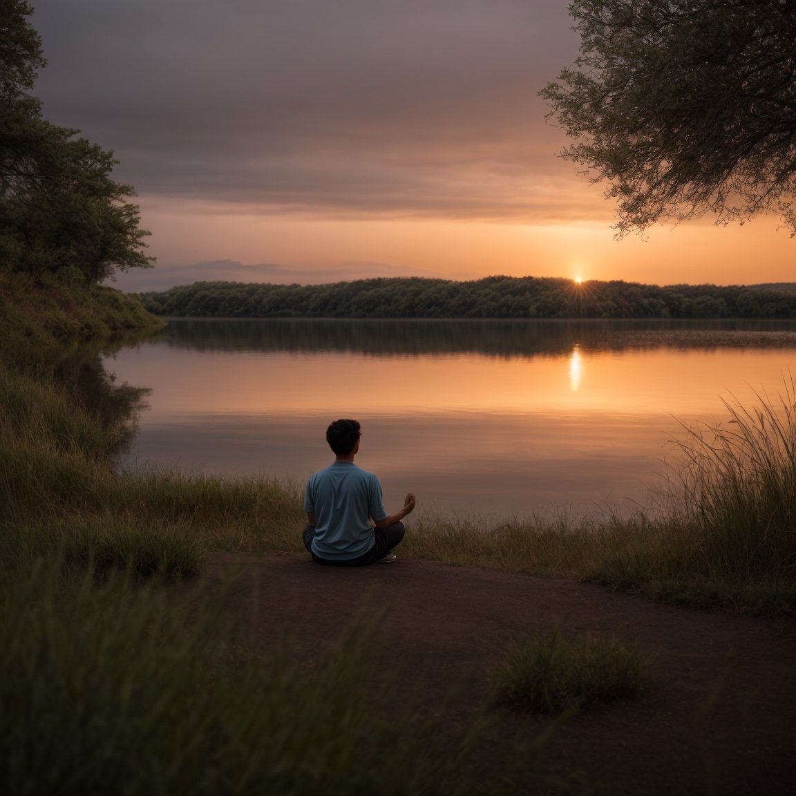Como Encontrar Seu Propósito - Como Encontrar Seu Propósito Durante uma Crise Existencial - Pessoa meditando à beira de um lago em uma paisagem tranquila