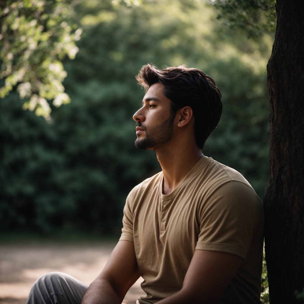 Como Lidar Com A - Como Lidar Com A Ansiedade No Dia A Dia - Um homem calmo e relaxado em um ambiente ao ar livre
